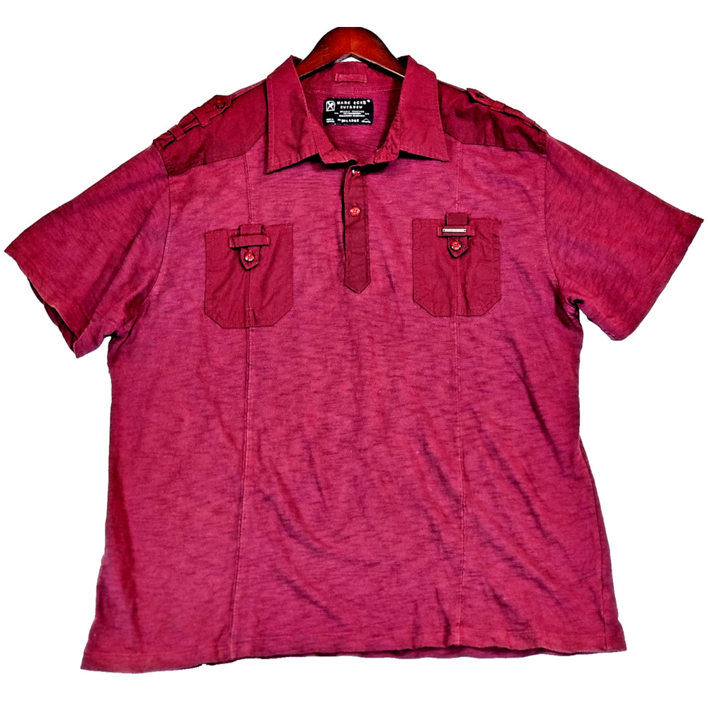 Marc Ecko Cut & Sew Deadly Threads Shirt Button Up Cotton Short Sleeve Size 2XL
